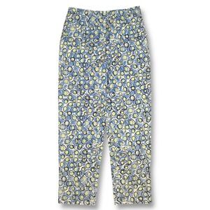 EUC VTG Talbots‎ Stretch High Rise Pants Blue Green Circle Print Women's 10